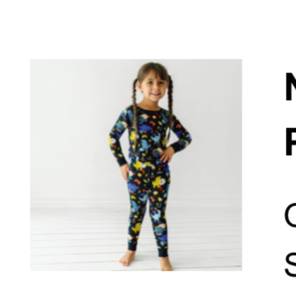🦖🎮NIB Little Sleepies Next-level Dinos 2 piece long sleeve bamboo pj set - Picture 4 of 7